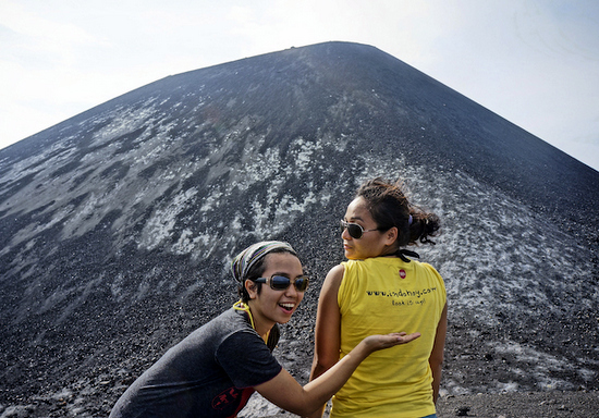Vira and Mumun in front of Anak Krakatau