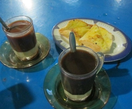 kopi & teh susu + roti srikaya