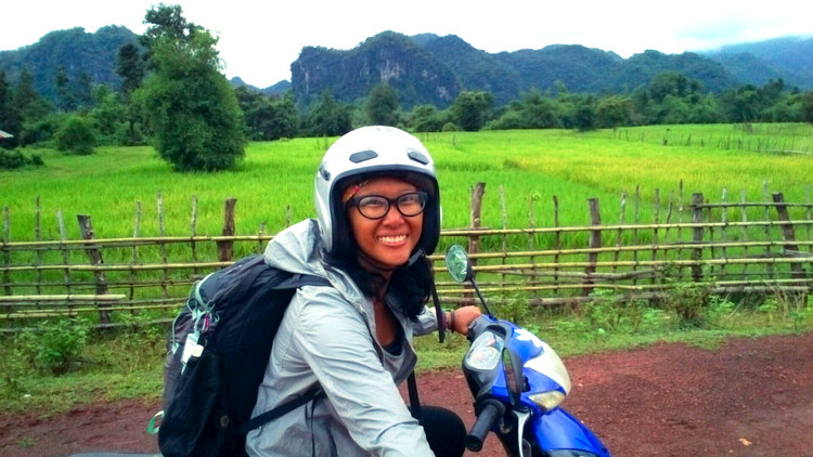 Just me, the landscape, my scooter (and a selfie stick =P) - Thakhek Loop